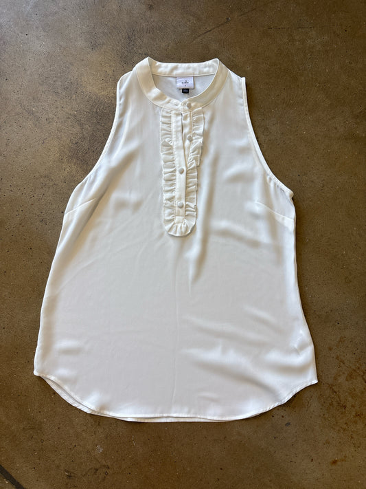 Cabi Size S Ivory Ruffles Top