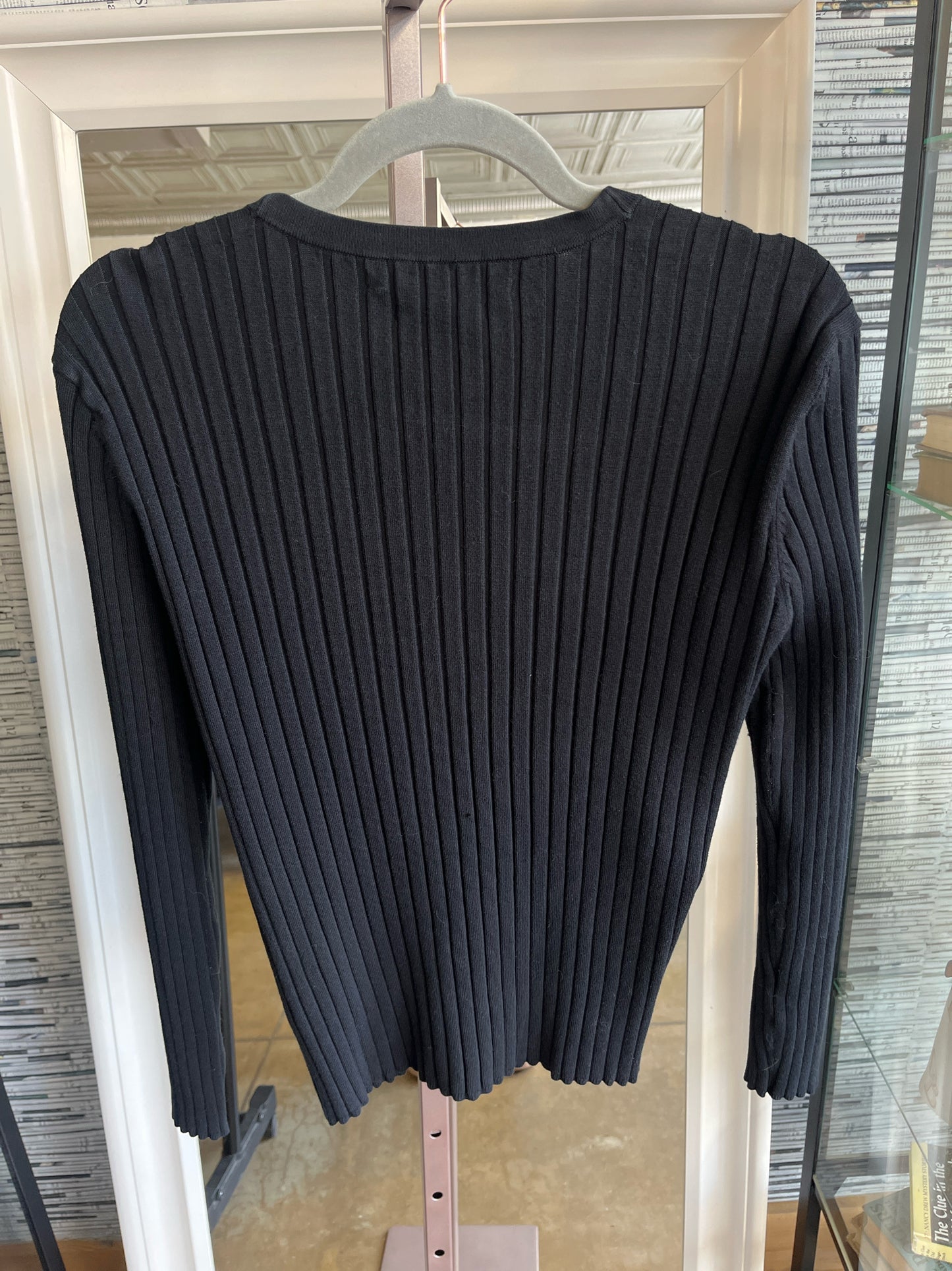 Tommy Hilfiger Size L Black Ribbed Cardigan
