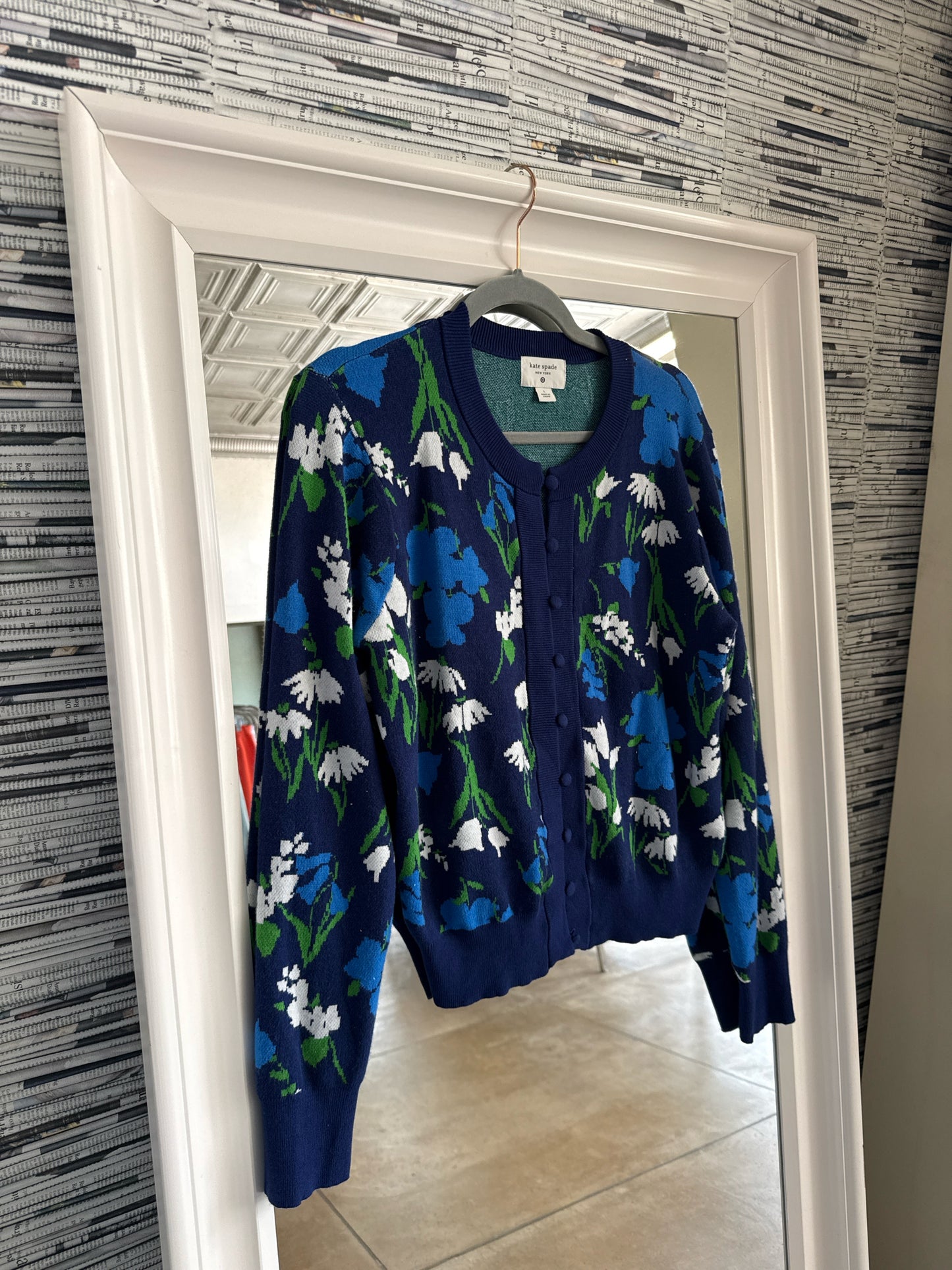 Kate Spade Size L Navy/Green Sweater