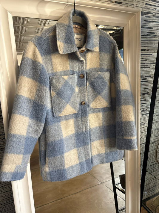 Abercrombie & Fitch Size XS Blue/White Checkered Jacket