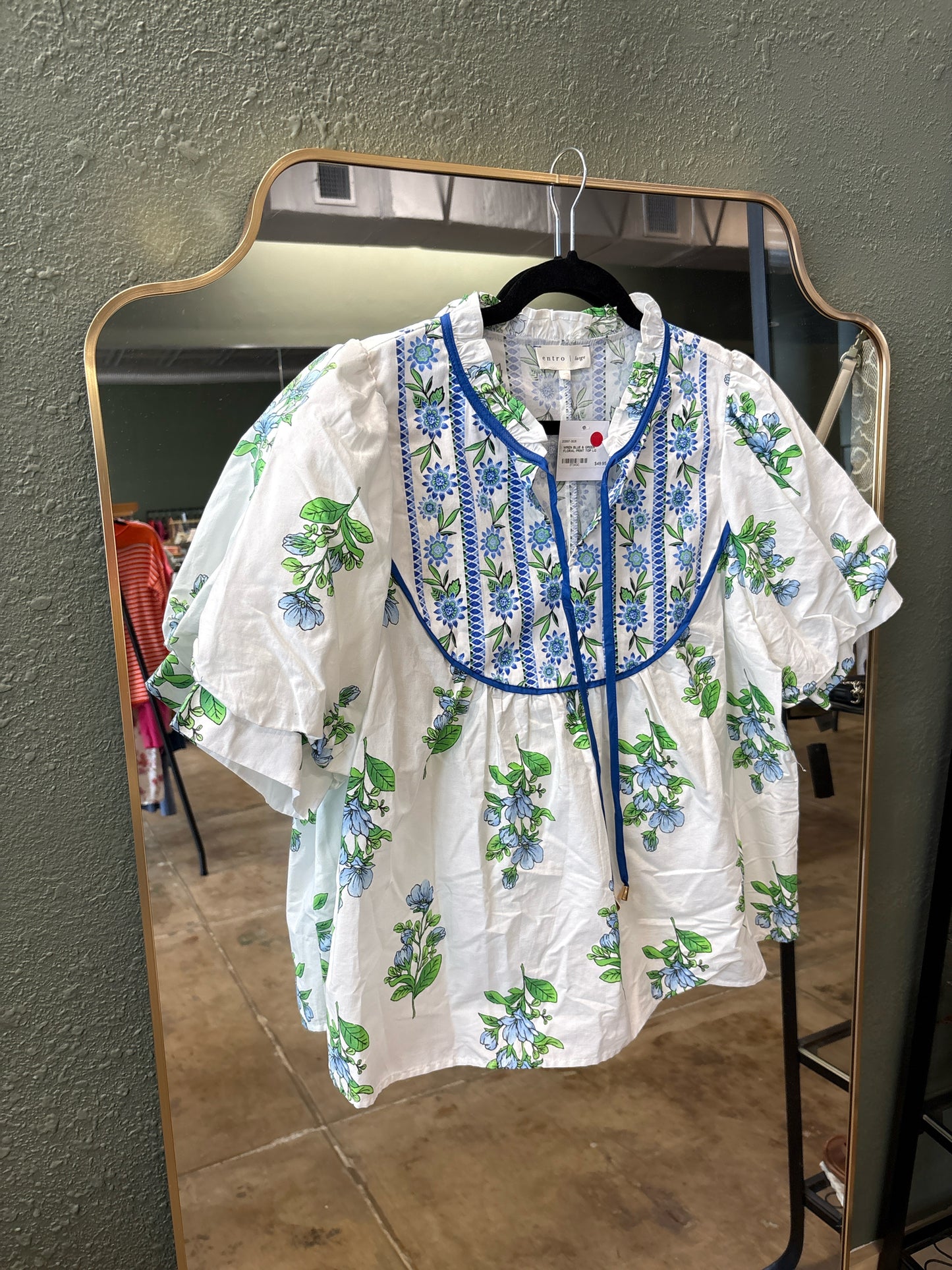 entro Size L White/Blue/Green Top