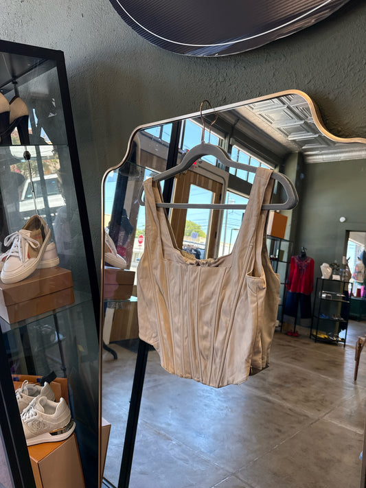 7 For All Mankind Size L Tan Top