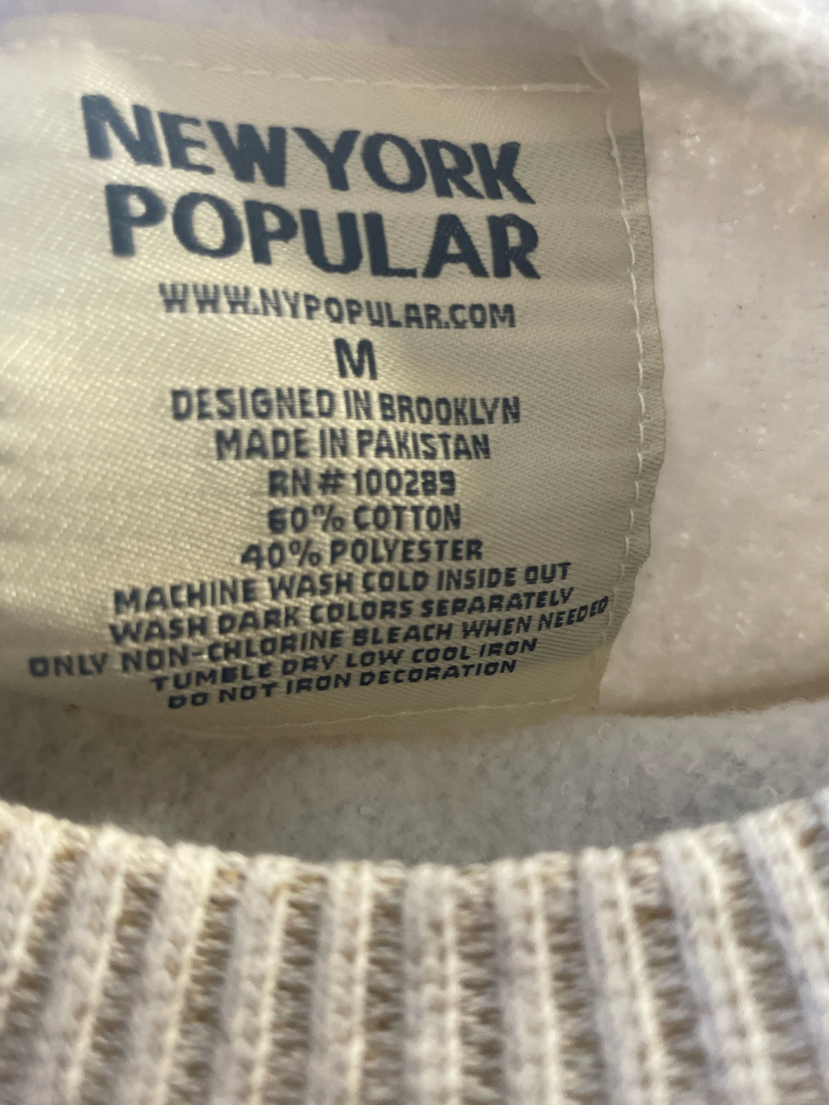 New York Popular Size M Beige Sweatshirt/Hoodie