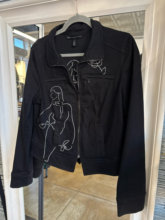 WhiteHouseBlackMrkt Size 10 B&W Artsy Jacket