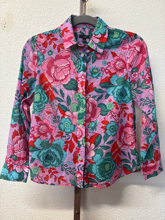 TALBOTS Size P Purple/Multi Large Floral Top