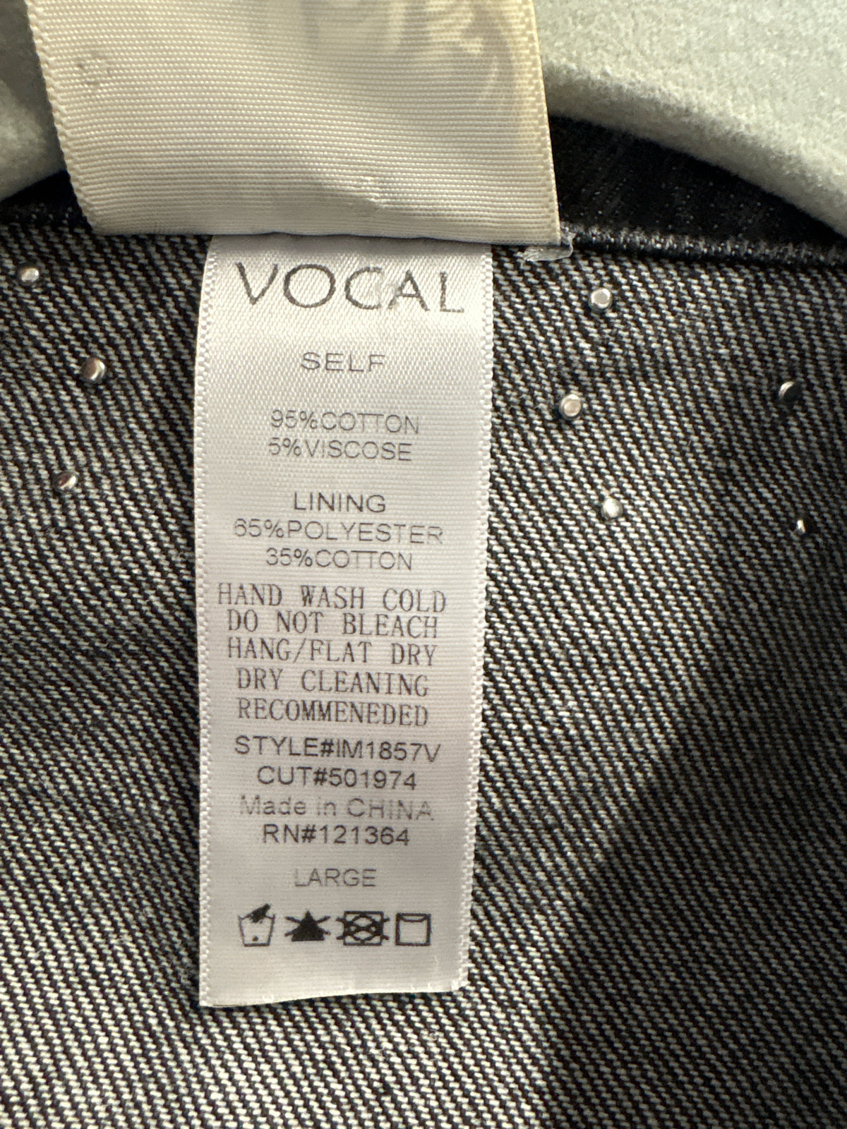 Vocal Size L Black Jean Vest