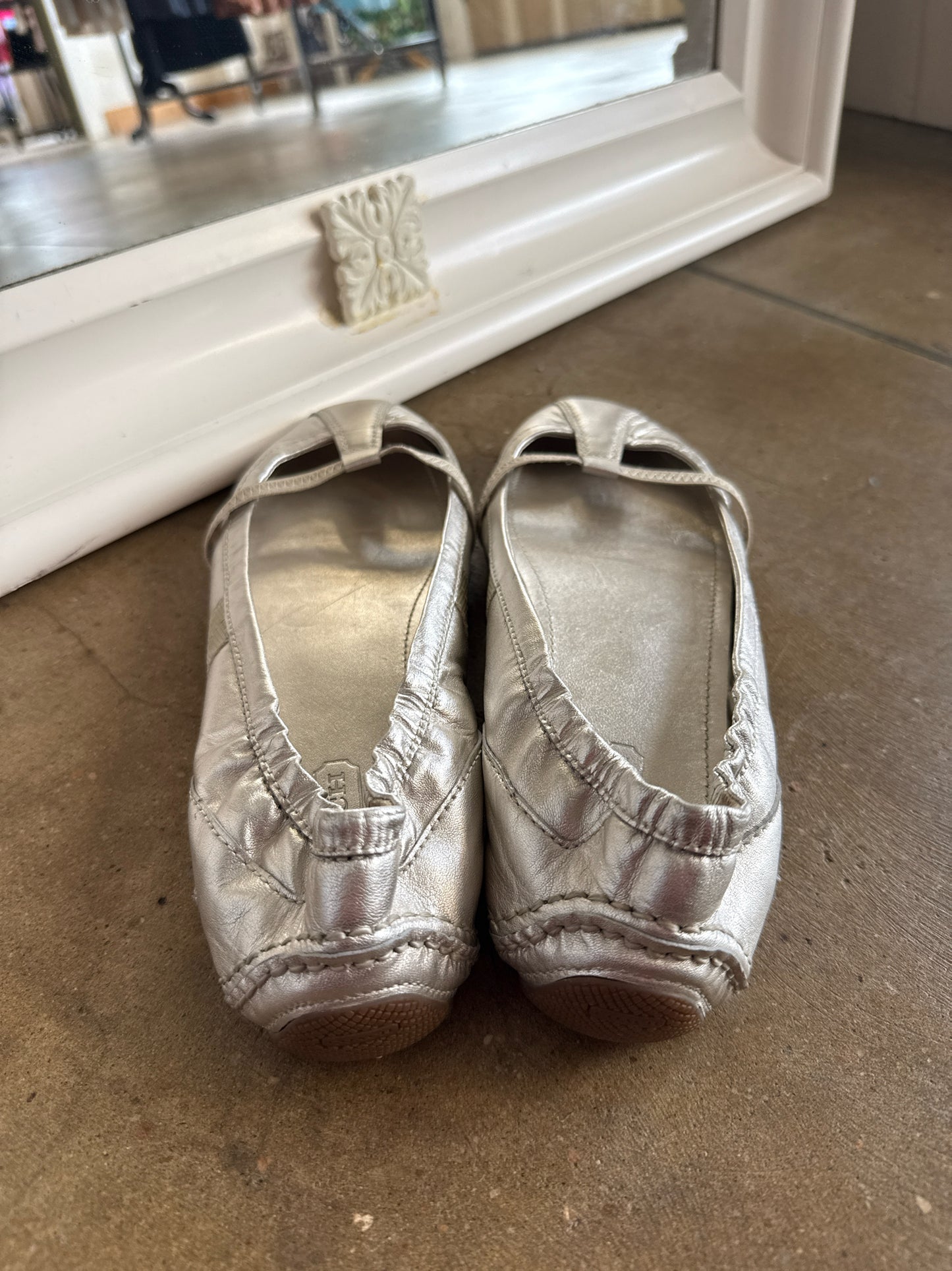COACH Shoe Size 8.5 Silver Flats