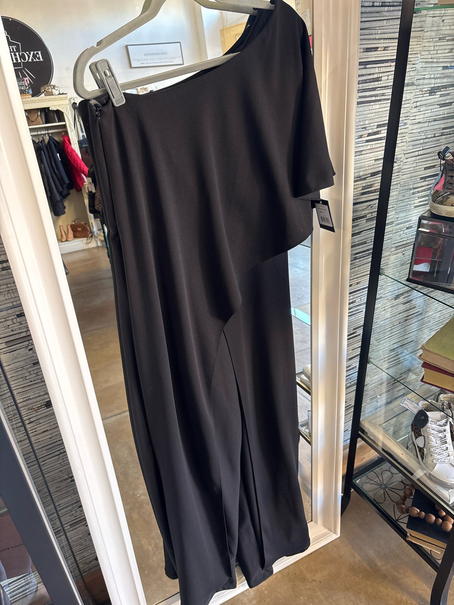 MARINA Size 12 Black One shoulder Romper