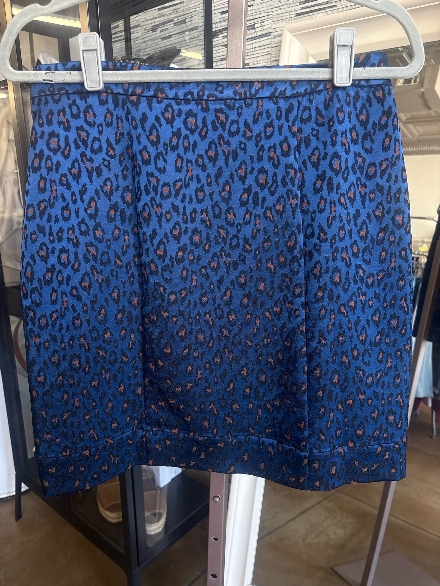 Banana Republic Size 4 Blue/Bronze Animal Print Skirt