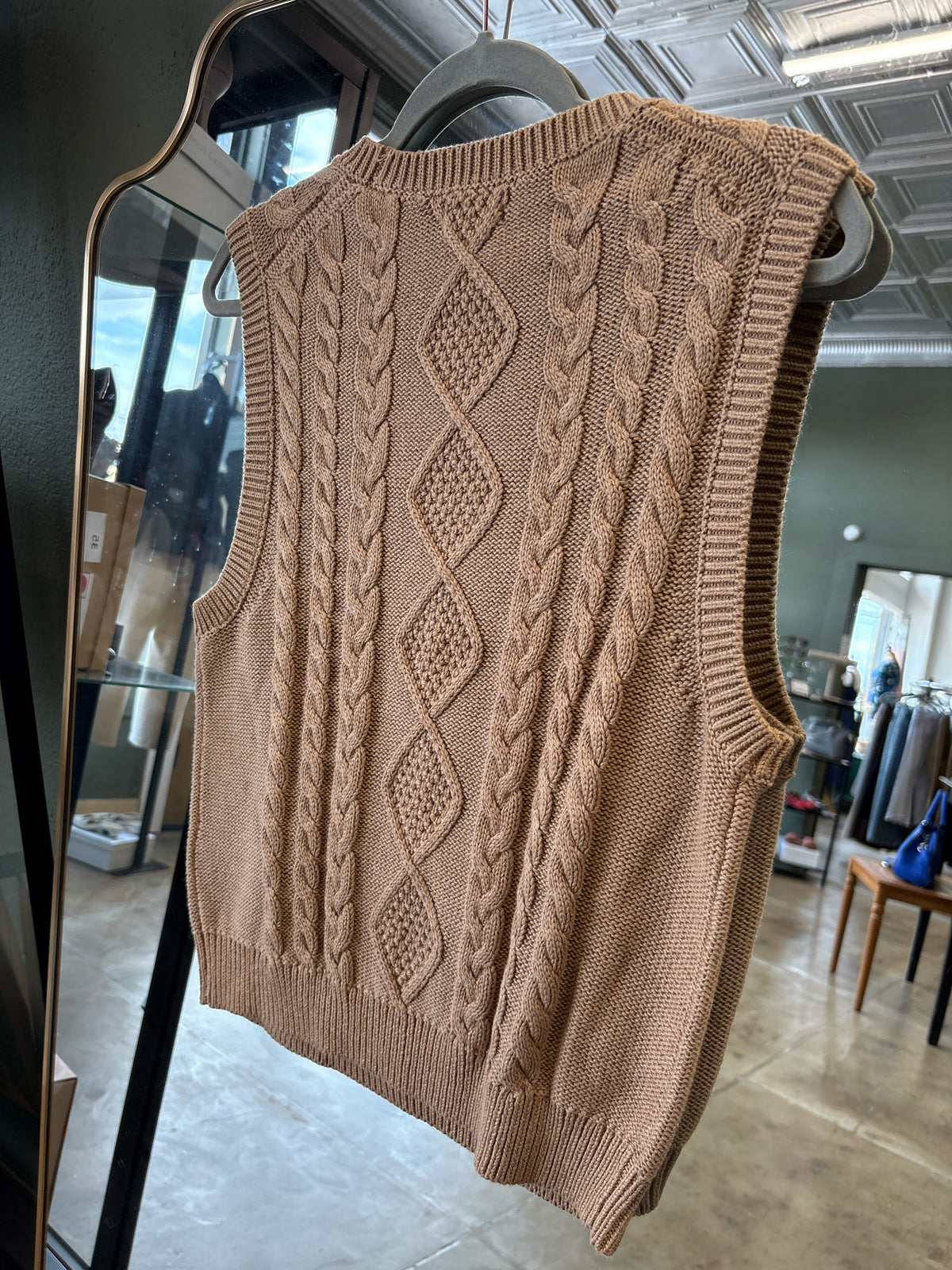 j crew Size M Tan Cable Knit Sweater