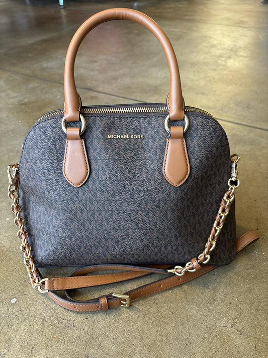 MICHAEL KORS beige/brown Signature Monogram Purse