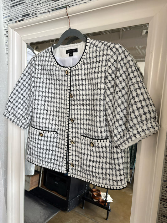 ANN TAYLOR Size 0 White + Black Jacket