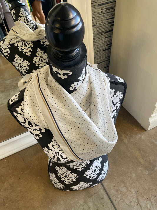 Cream/Navy/Taupe Polka Dot Scarf