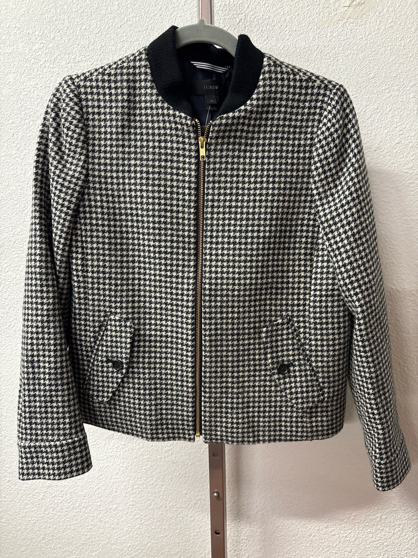 J. CREW Size XS B&W Houndstooth Jacket