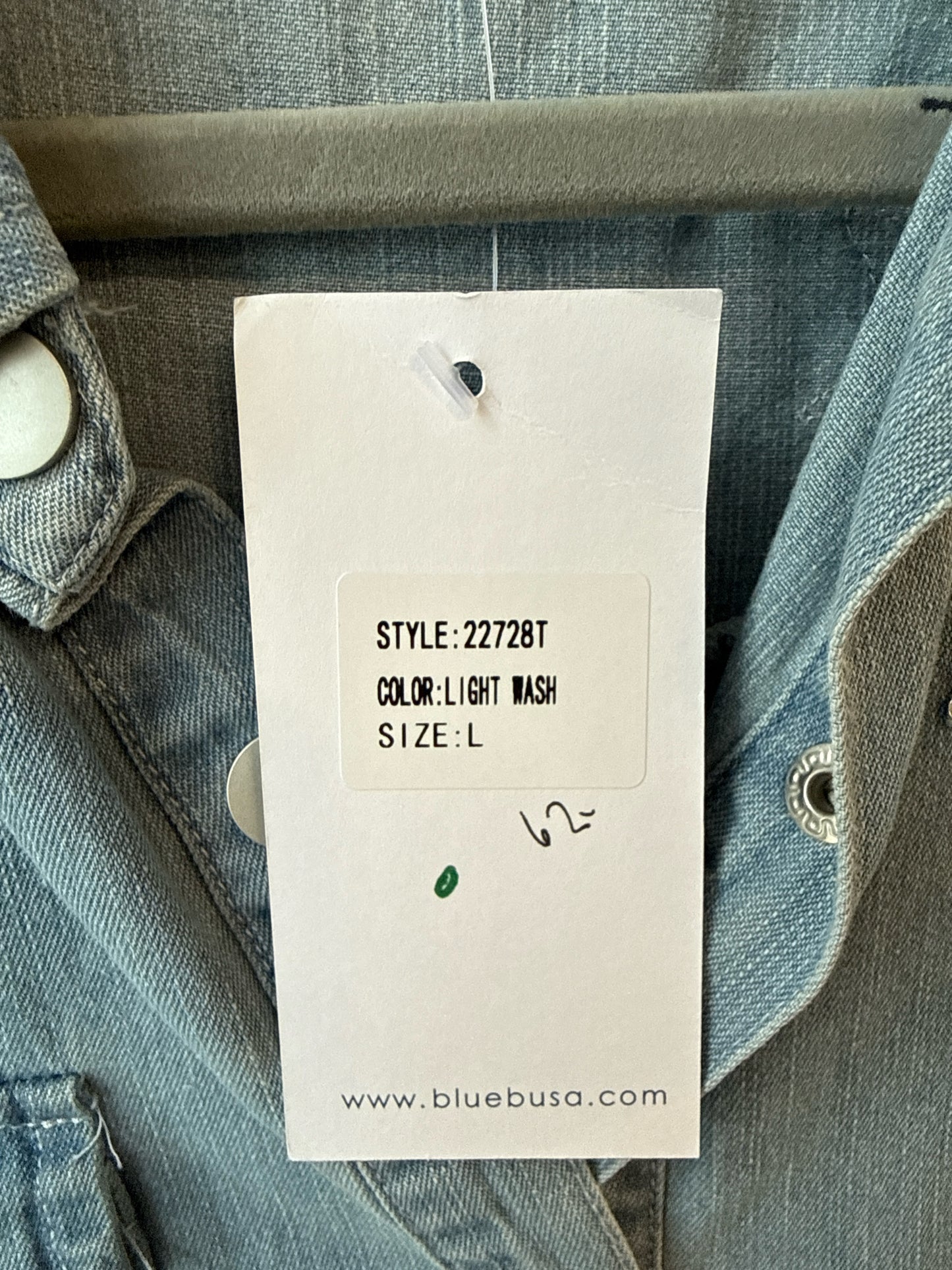 Blue B Size L Denim Embellished Shacket