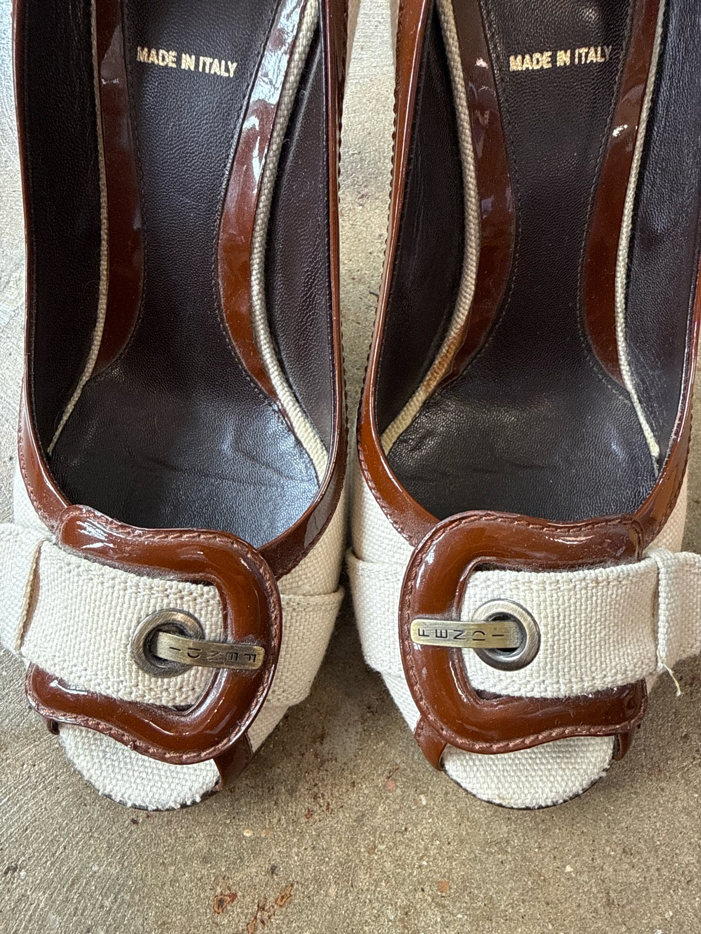 FENDI Shoe Size 38 brown/cream Heels
