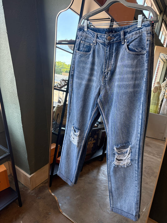 NASTY GAL Size 10 Light Wash distressed Jeans