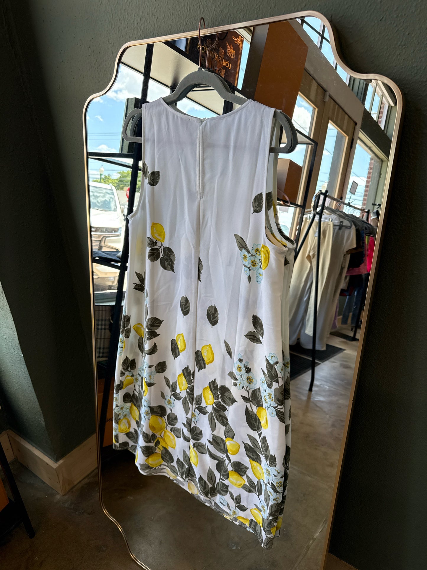 ANN TAYLOR Size L White/Yellow Dress