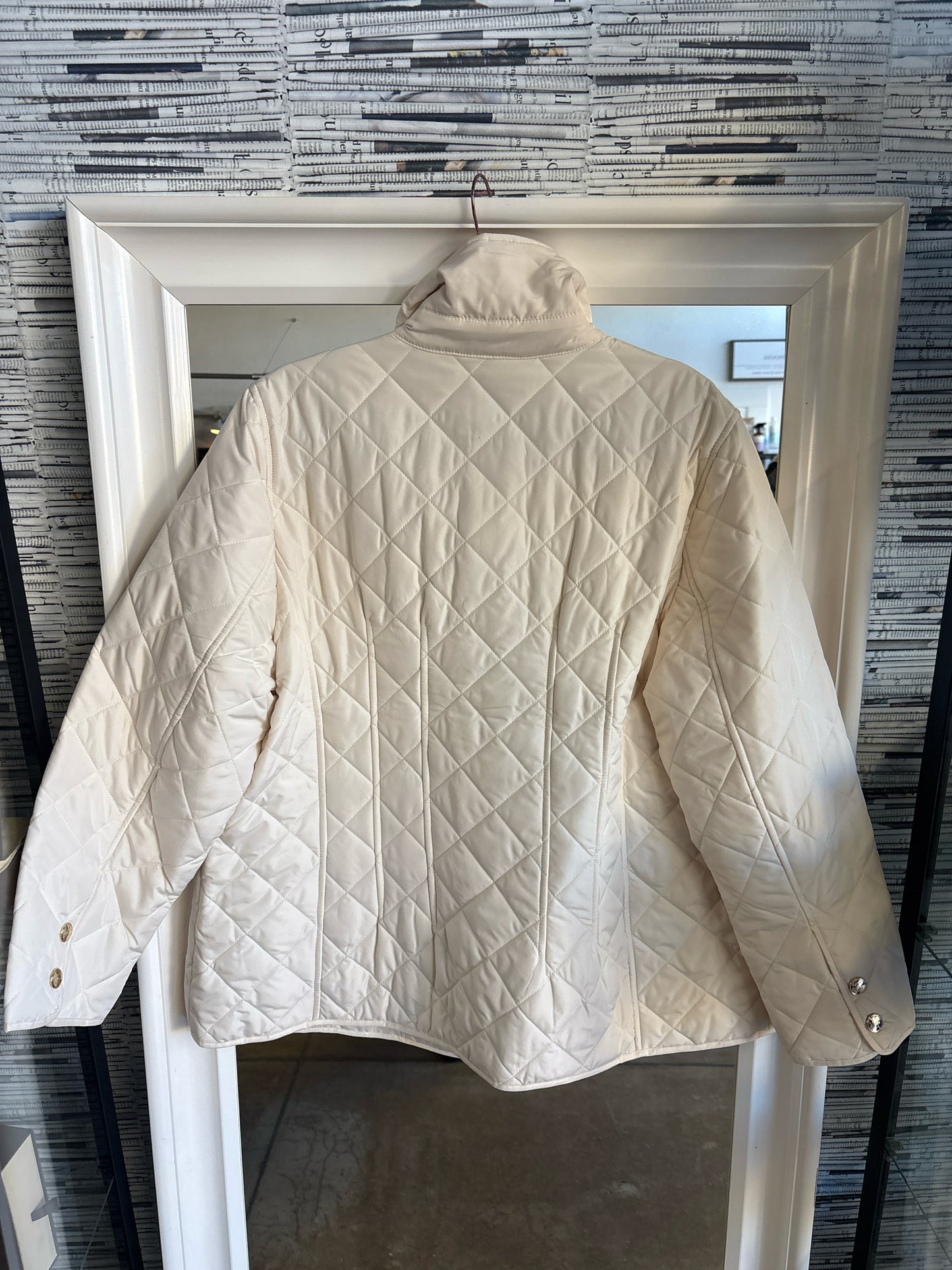 CHICO'S Size 3 off white Quilted Coat