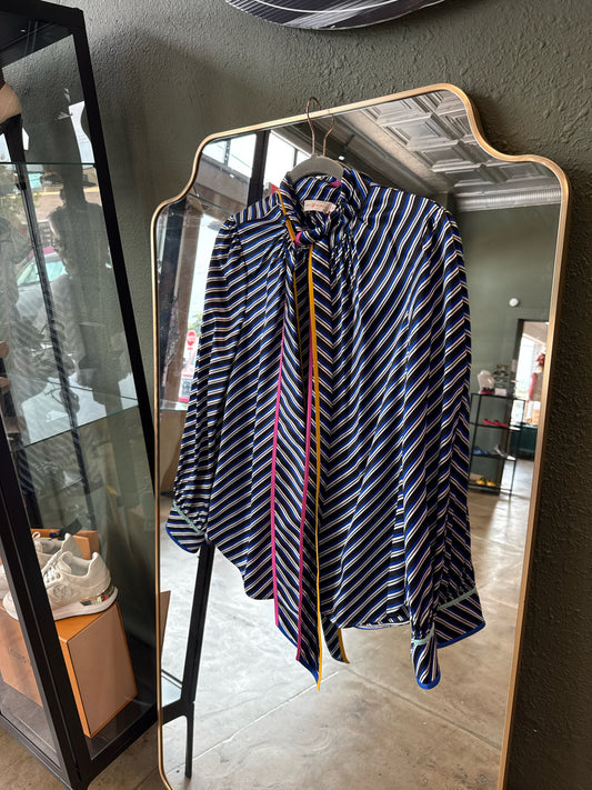 Tory Burch Size 10 Black/Blue Top