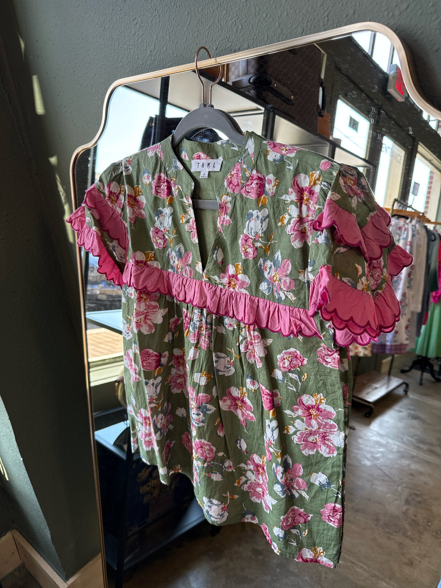 THML Size S Green/Pink Top