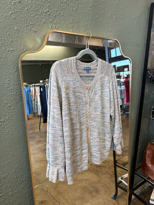 Democracy Size XL Tan/Blue Sweater