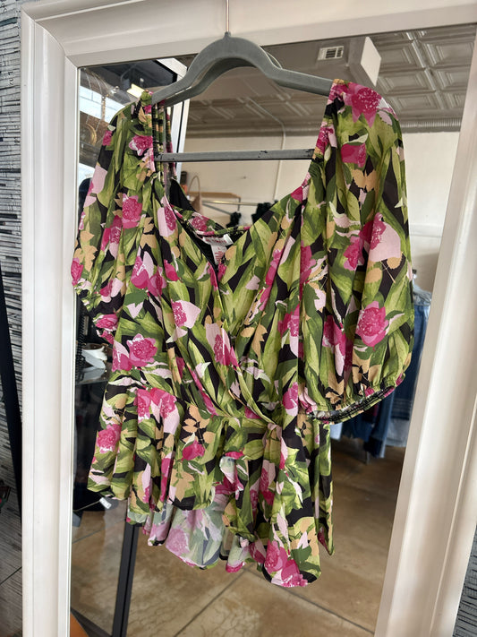 Flying Tomato Size L Green/Pink Floral Top