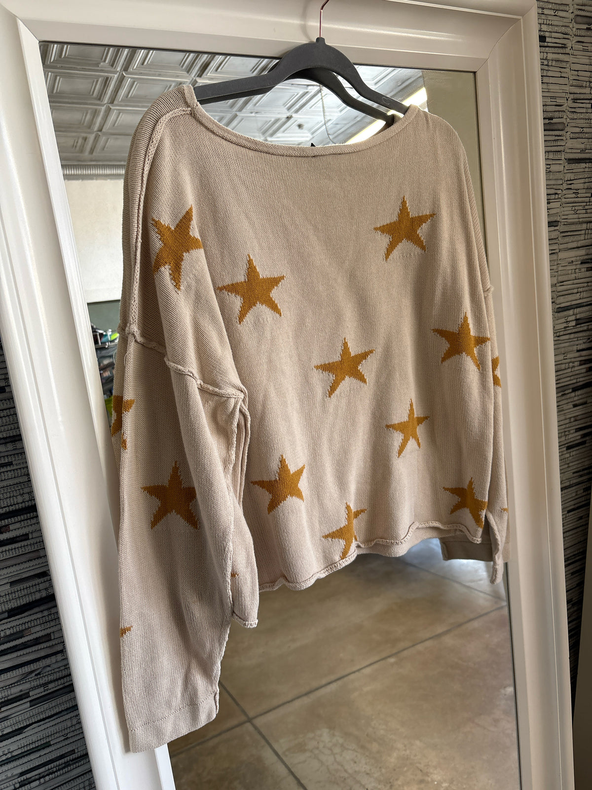 blank paige Size L Beige Star Pattern Sweater