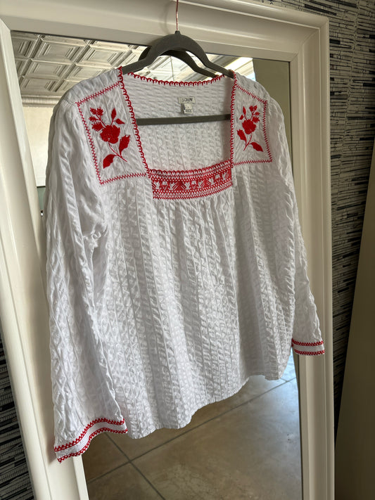 J. CREW Size L White/Red Top