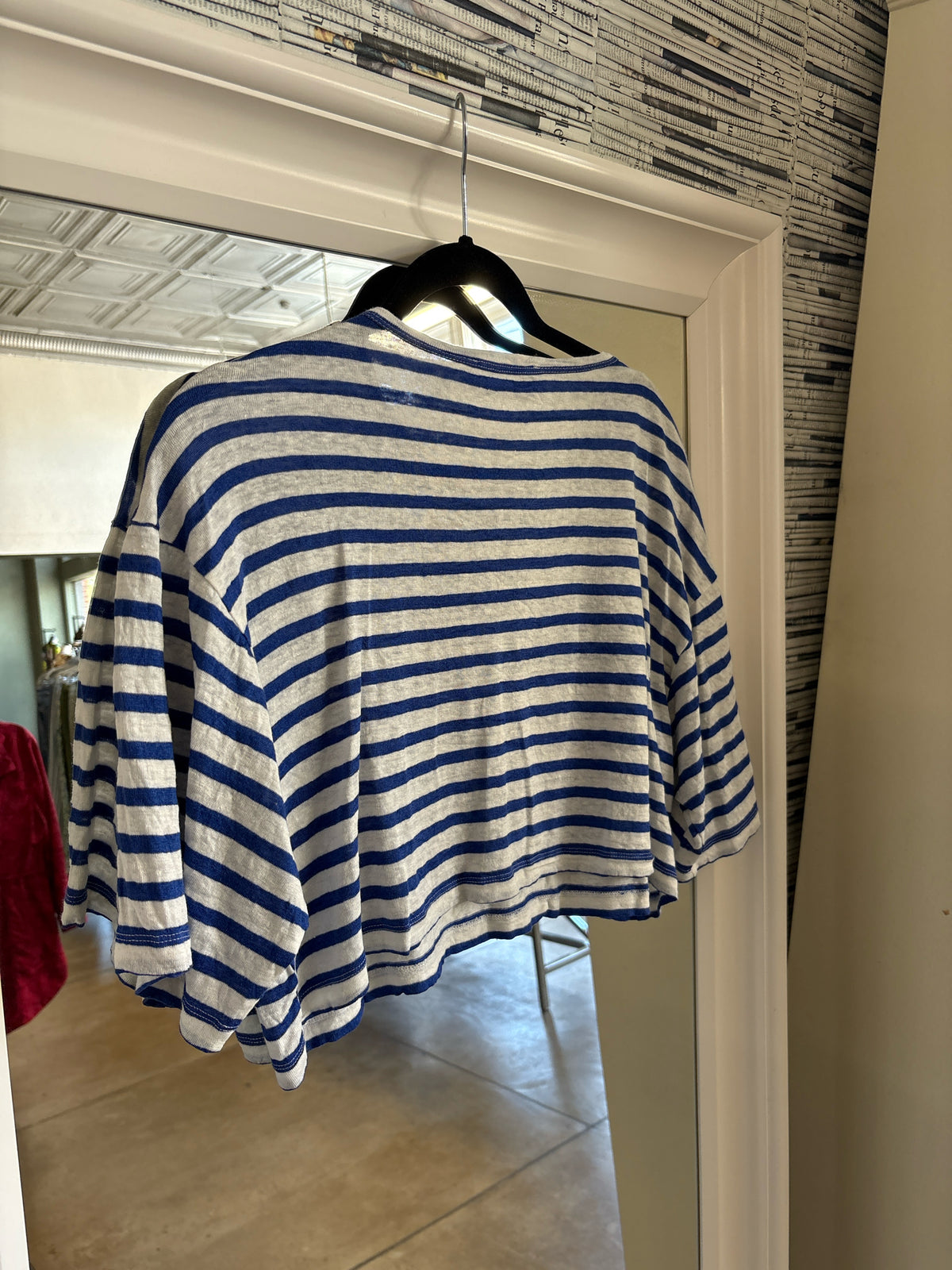 FRAME Size XS blue and white Top
