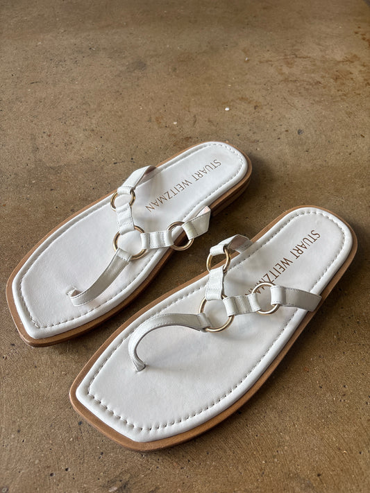 Stuart Weitzman Shoe Size 10.5 White thong Sandals