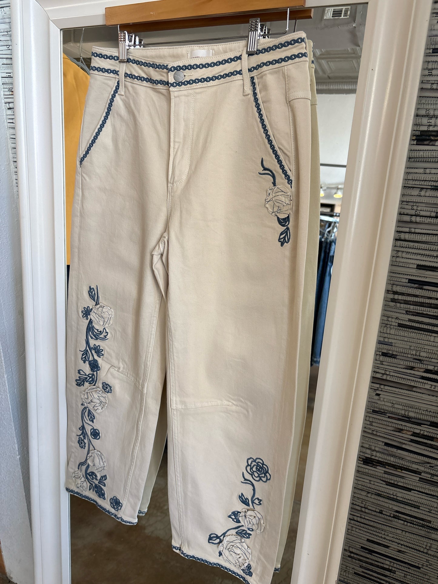 Driftwood Size 26 Cream + Blue Pants