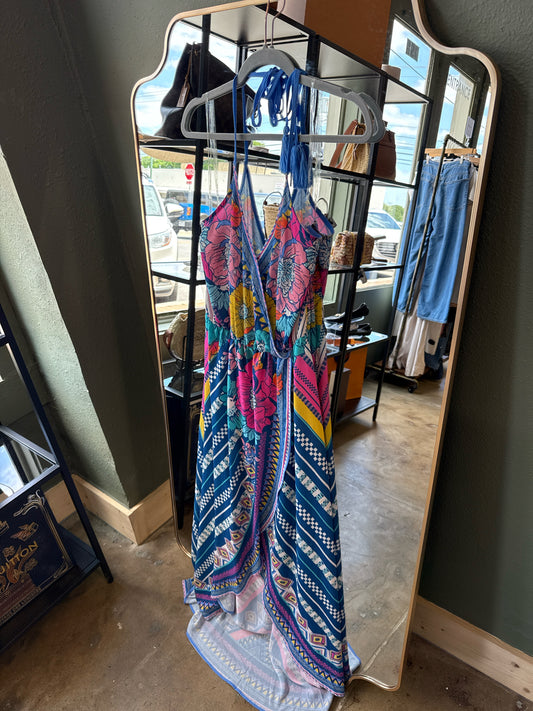 Flying Tomato Size L Blue/Multi spagetti strap Dress