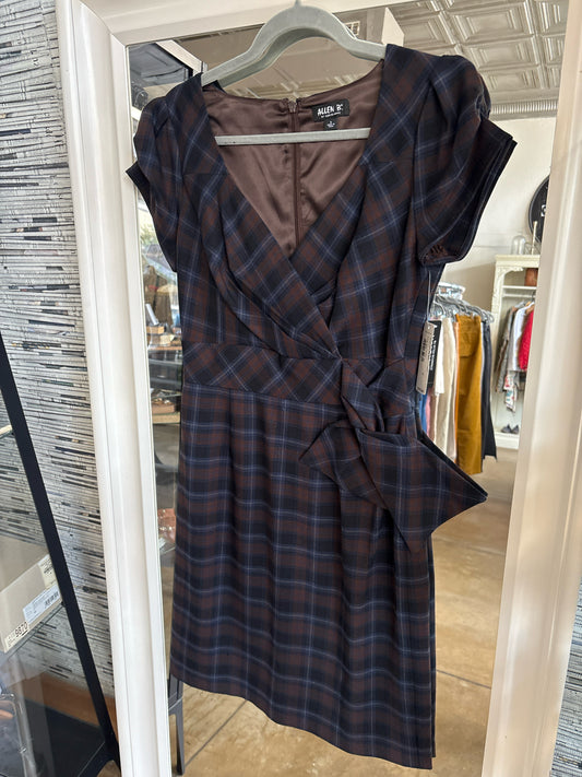 Allen B. Size 6 Brown/Blue Plaid Dress