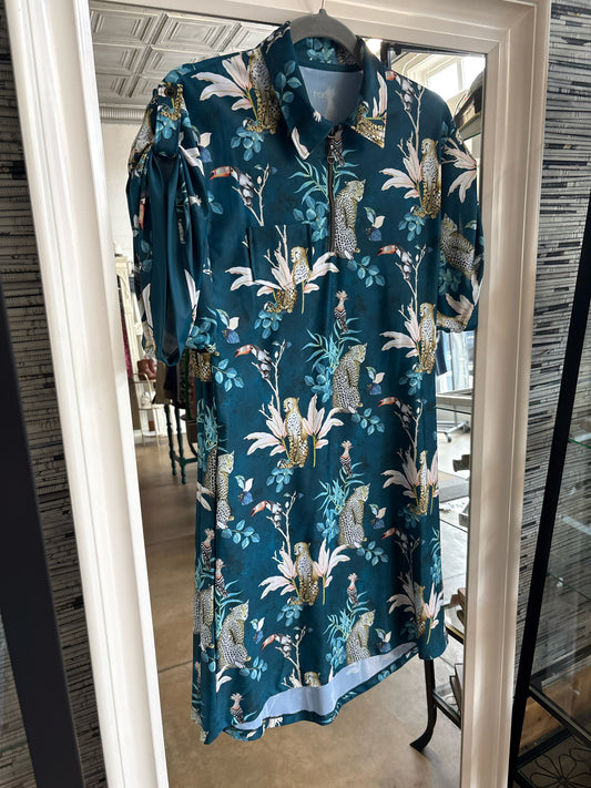 SWINGDISH Size XS Dark Teal Patterned Dress