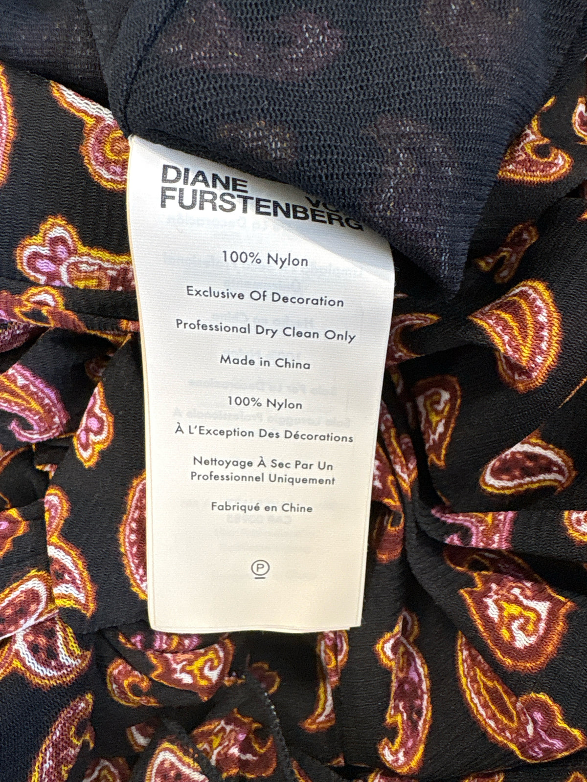 Diane VonFurstenberg Size S Black Print Dress