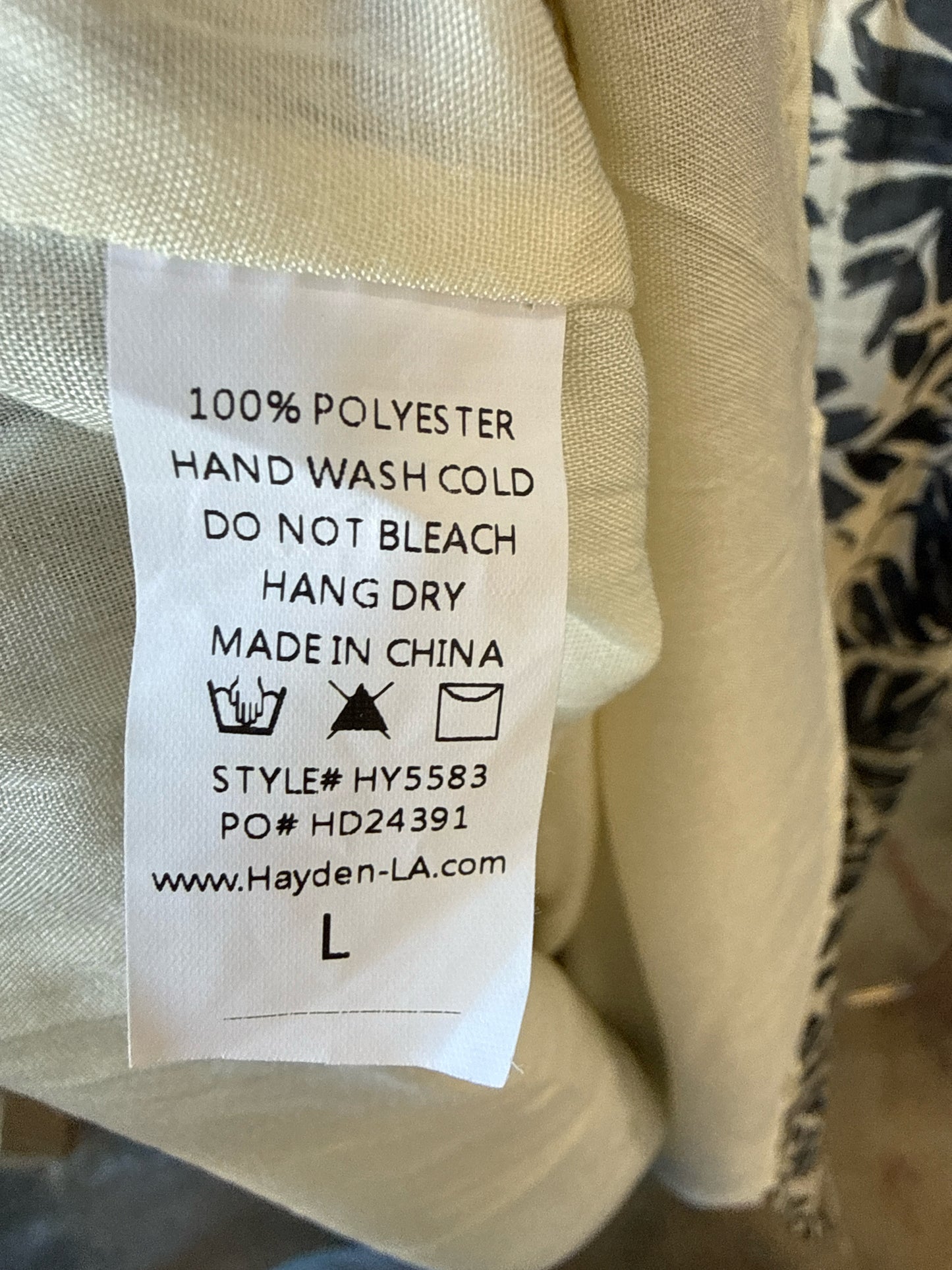Hayden Los Angeles Size L Cream/Gray Leaves Dress