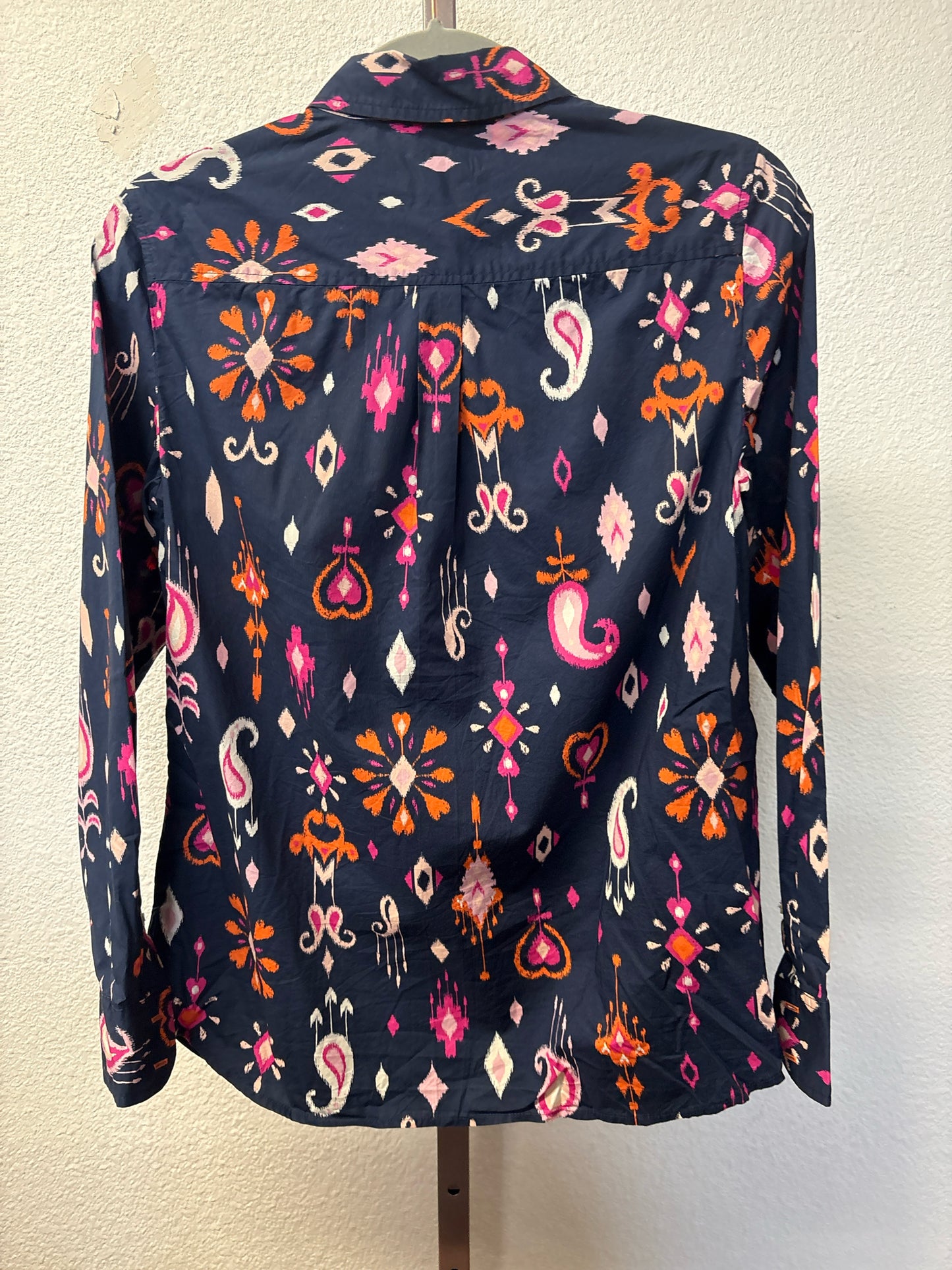 TALBOTS Size XS Navy/Multi Large Paisley Top