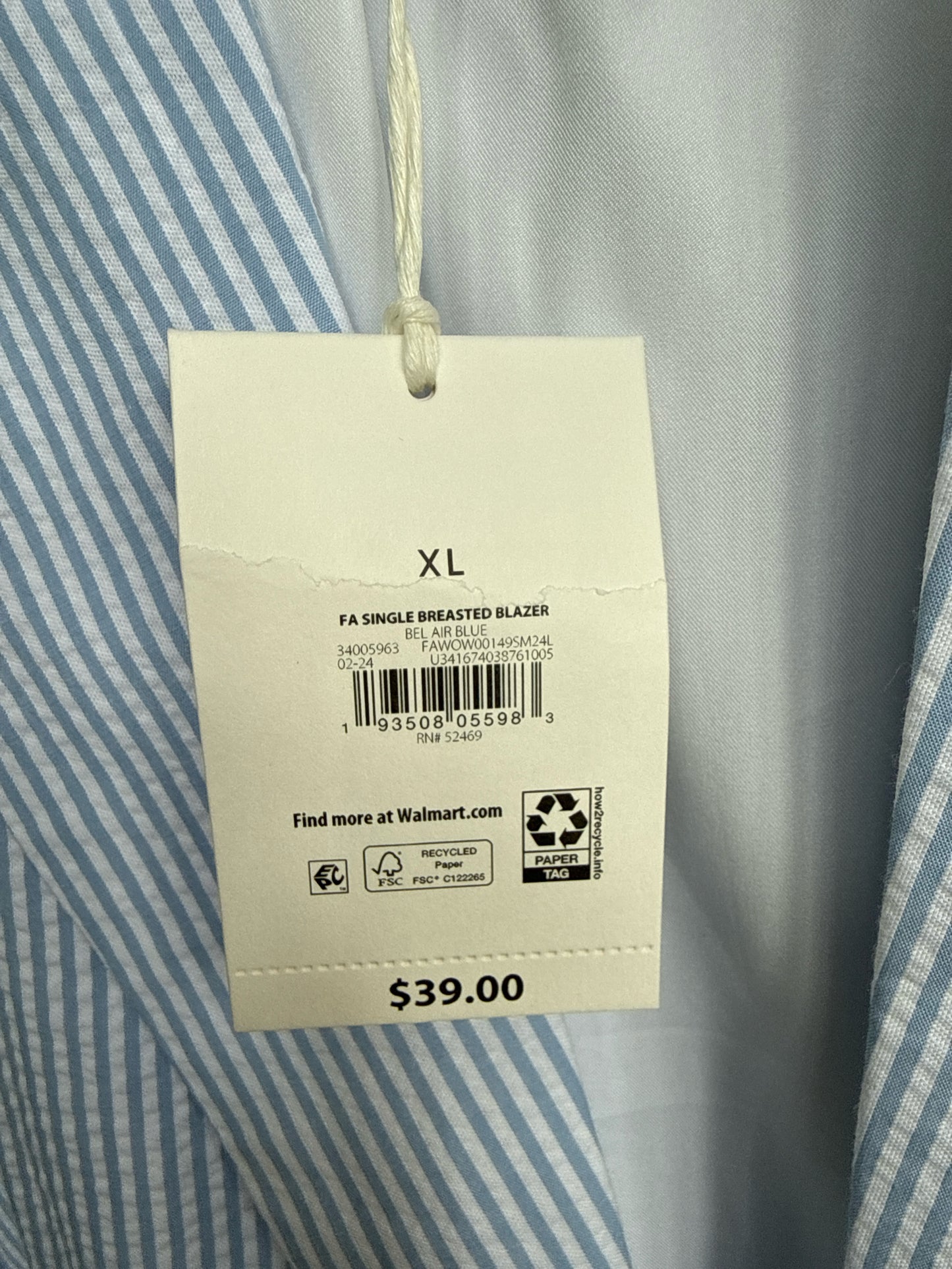 Free Assembly Size XL Blue/White Blazer