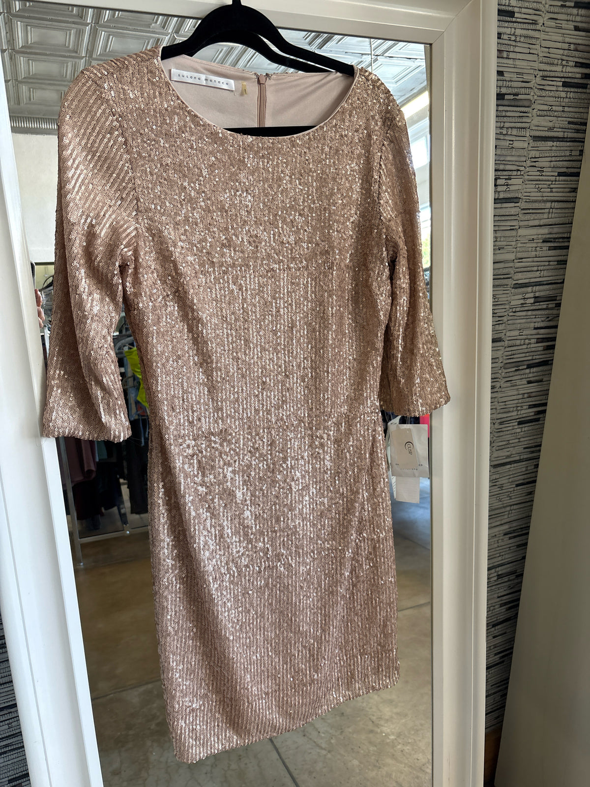 susana monaco Size 8 Gold Sequin Dress