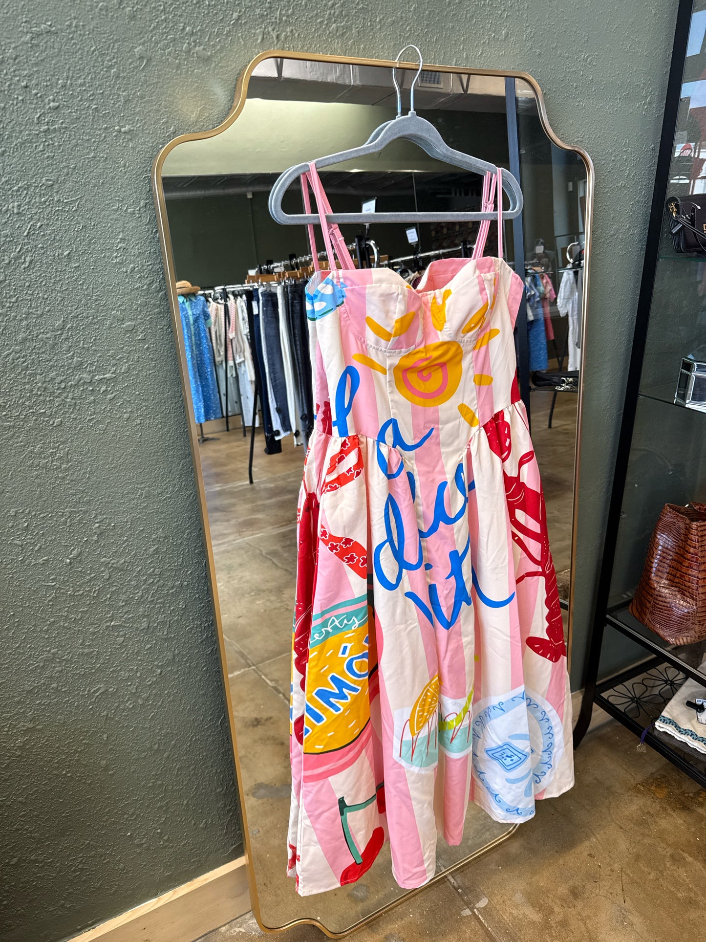 Nice to meet you Size M Cream/Pink Dress