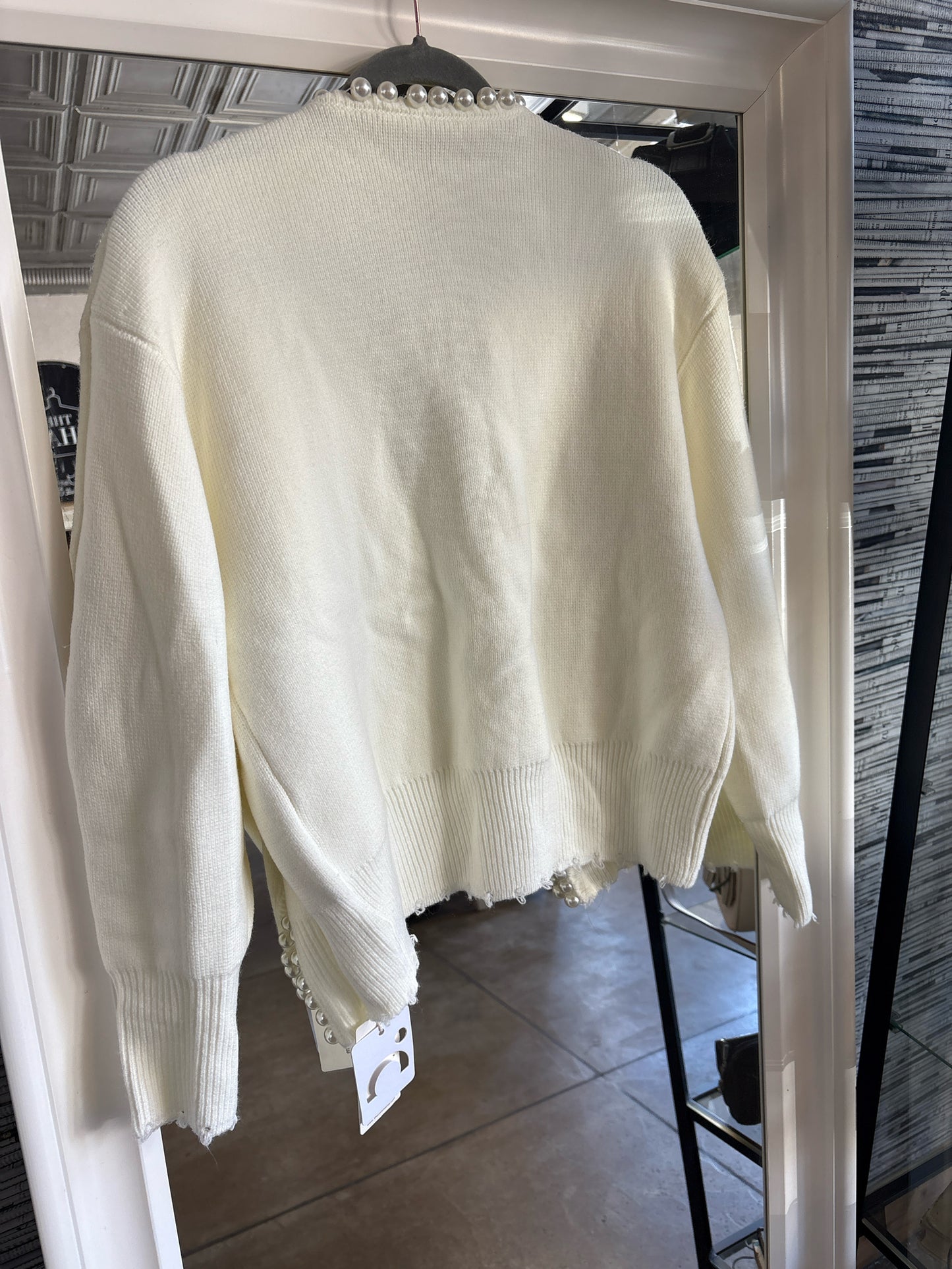 Commense Size S Cream Pearls Sweater