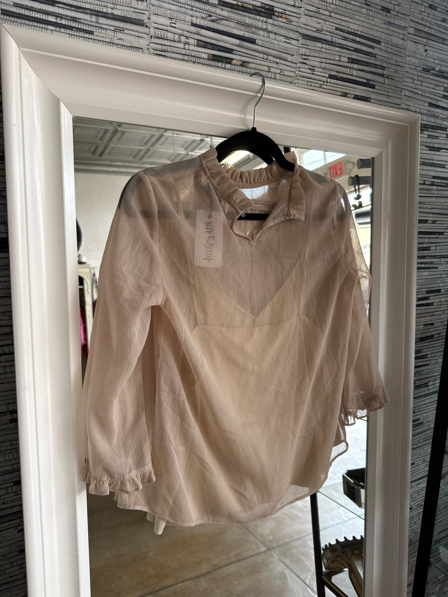 RO & DE Nude sheer Top
