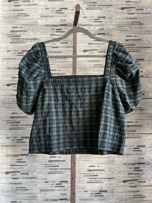 MADEWELL Size XL Green Plaid Top