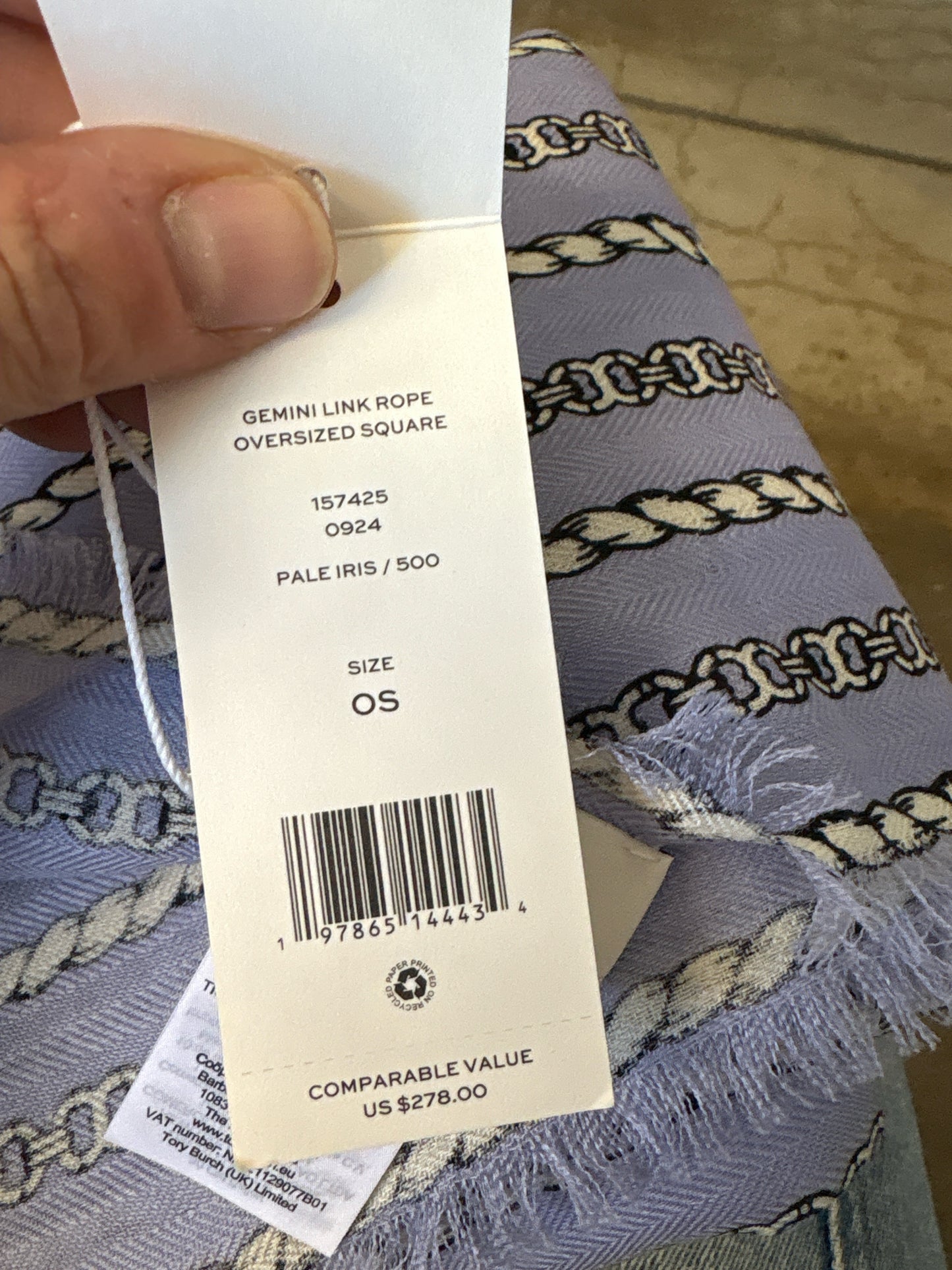 Tory Burch light blue/multi Chain Scarf