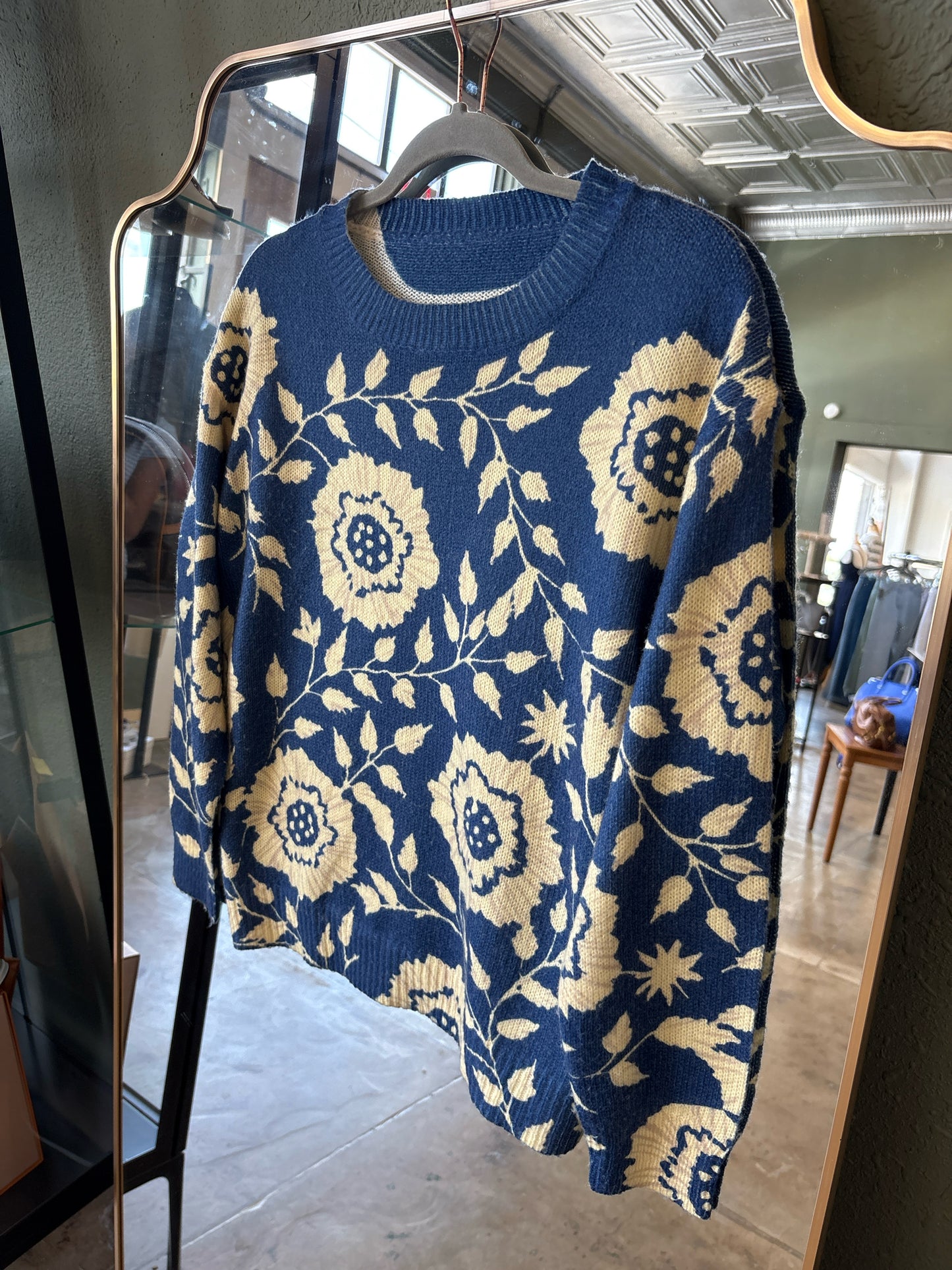 Size L blue and white Sweater
