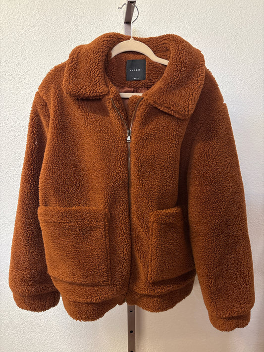 Elodie Size L Burnt Dark Orange sherpa Jacket