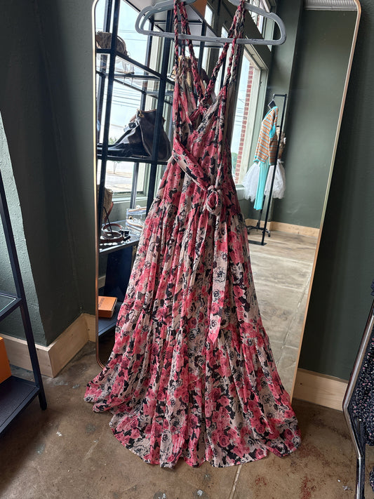 ASTR Size M Cream/Pink Roses Dress