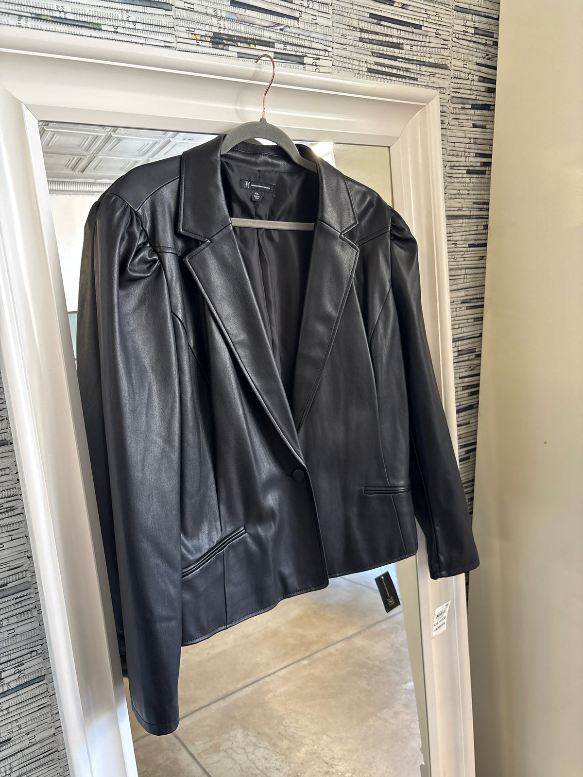 International Concepts Size 2X Black faux leather Jacket