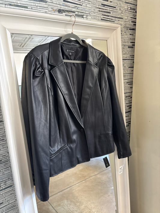 International Concepts Size 2X Black faux leather Jacket